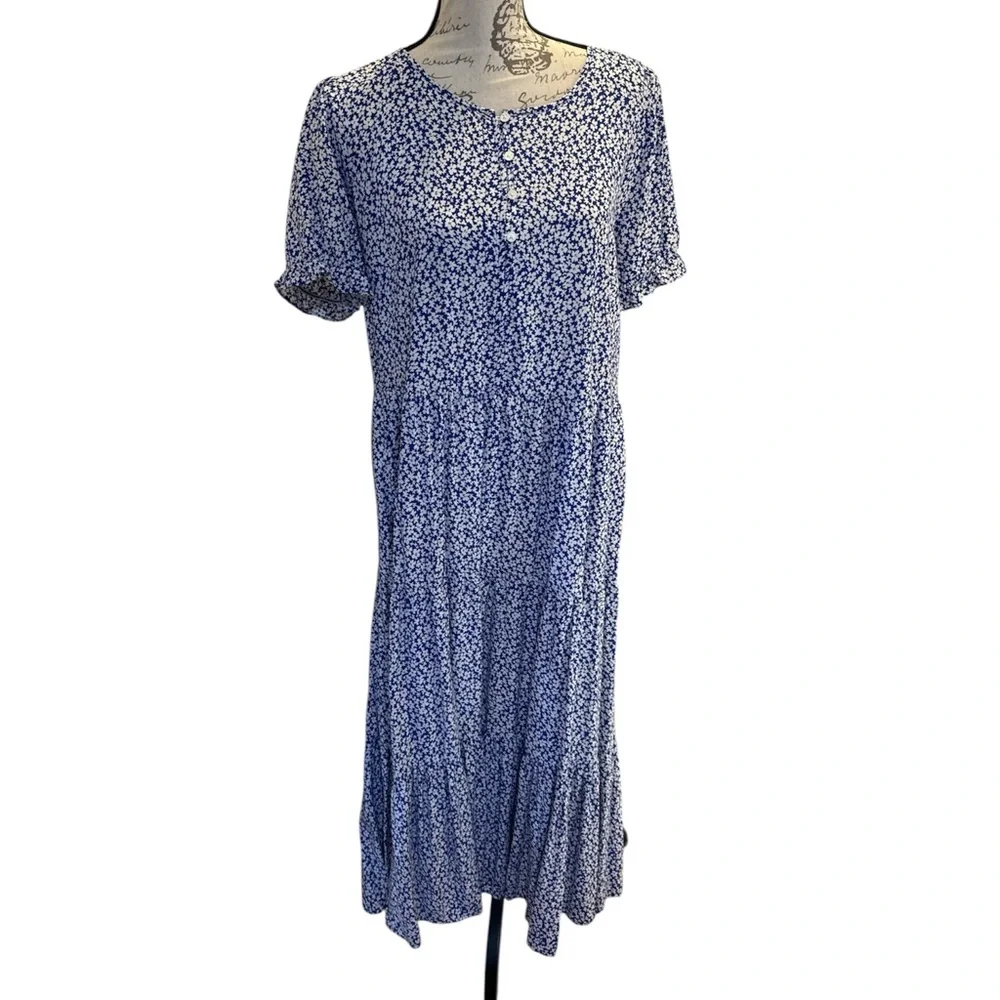 J. Crew Blue and White Floral Maxi Dress